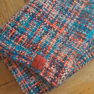 C. Wonder Textured Bouclé Scarf in Orange, Blue & Pink